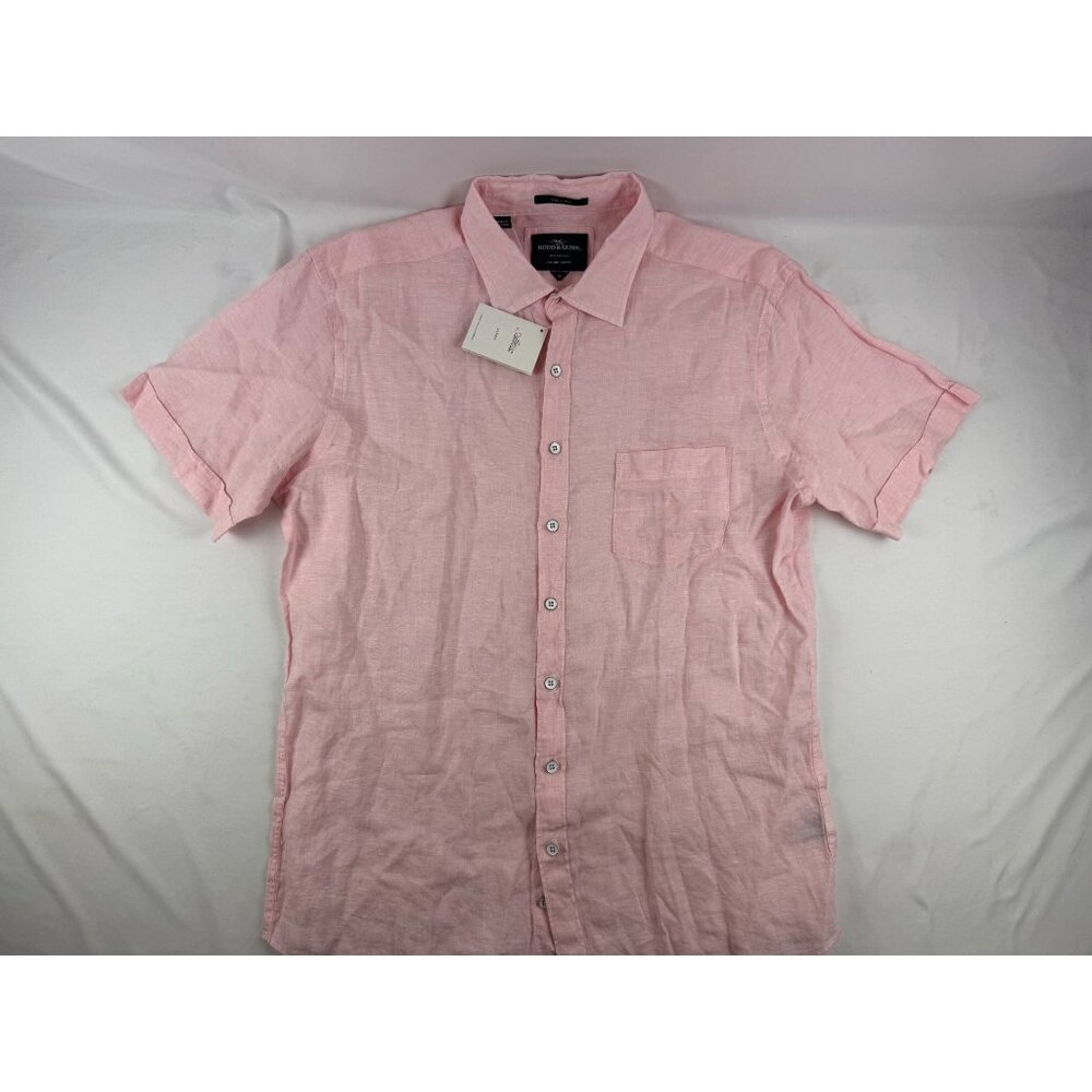 NWT Rodd & Gunn Lotus Pink Ellerslie Sports Fit Shirt Linen Short Sleeve Shirt X